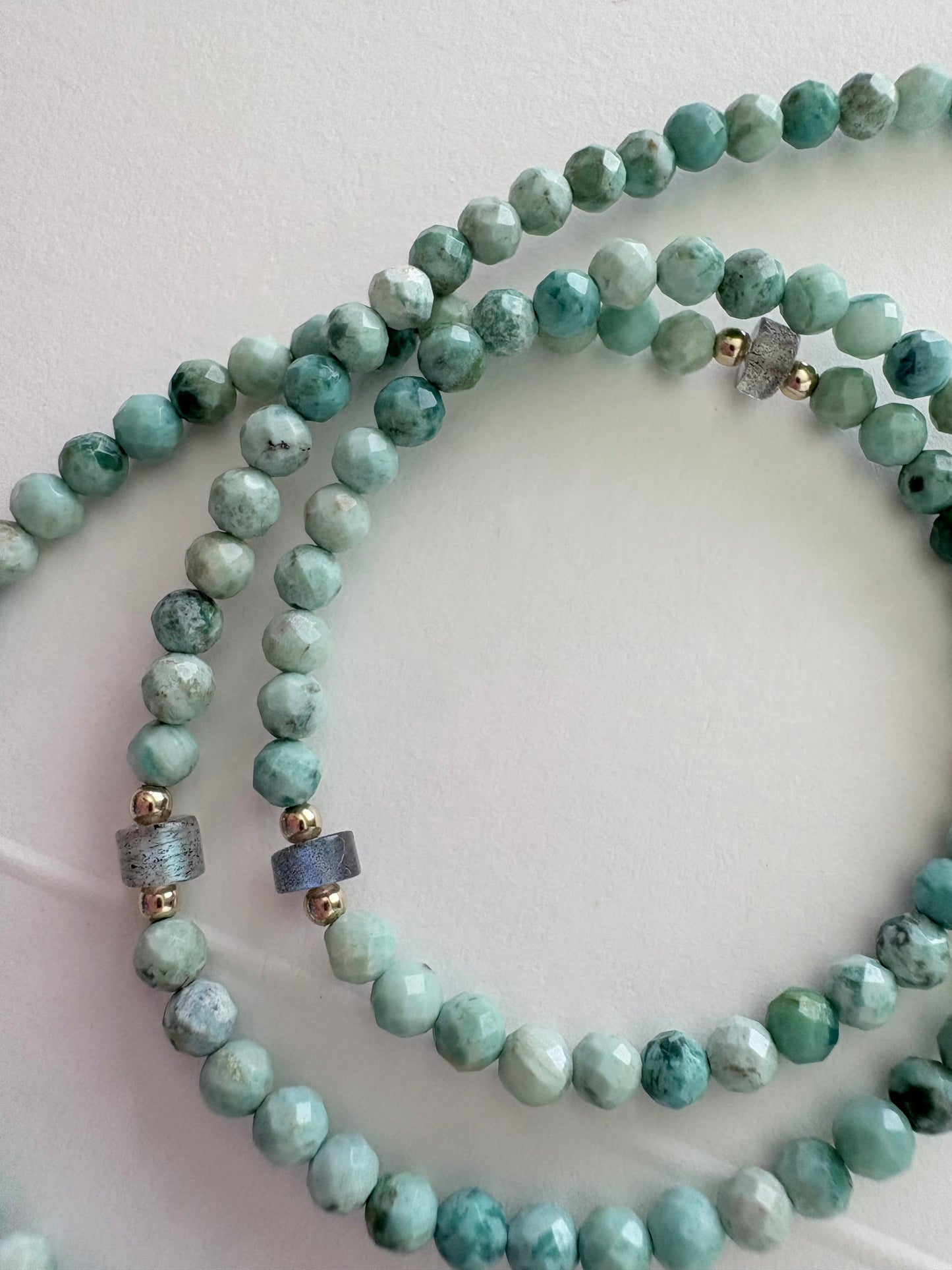 Dainty Turquoise & Labradorite Station Necklace