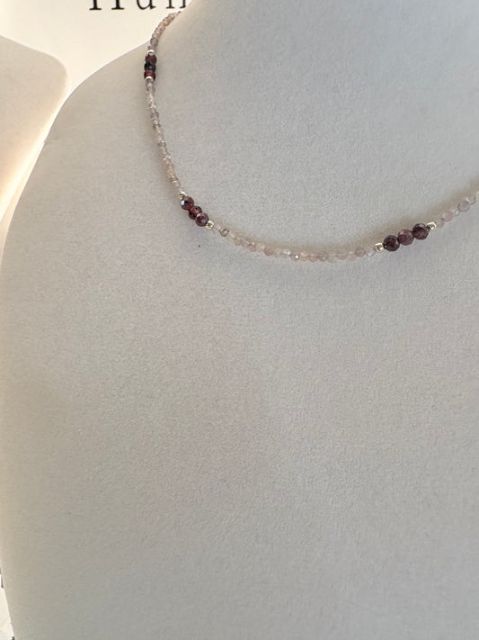 Chocolate Moonstone Garnet Necklace