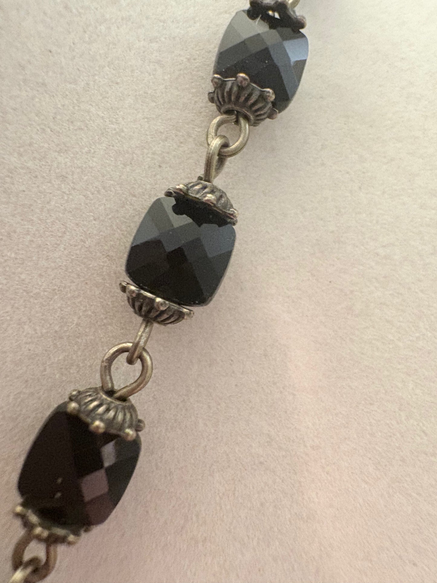 Midnight Noir Art Deco Drop Necklace