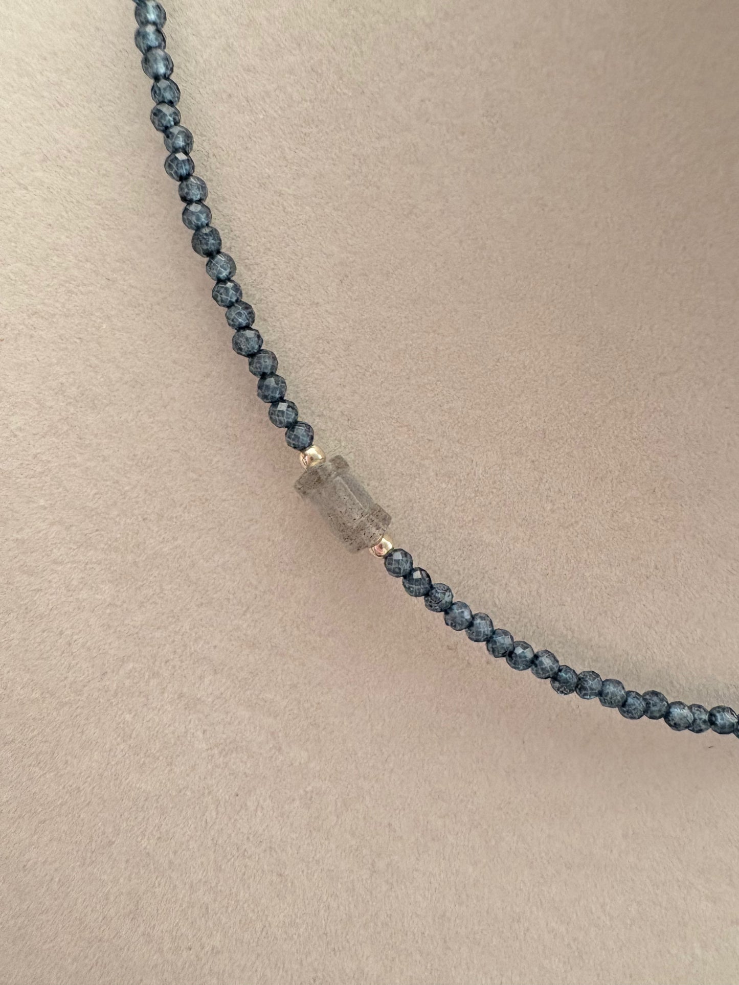 Dainty Blue Topaz | Labradorite Necklace