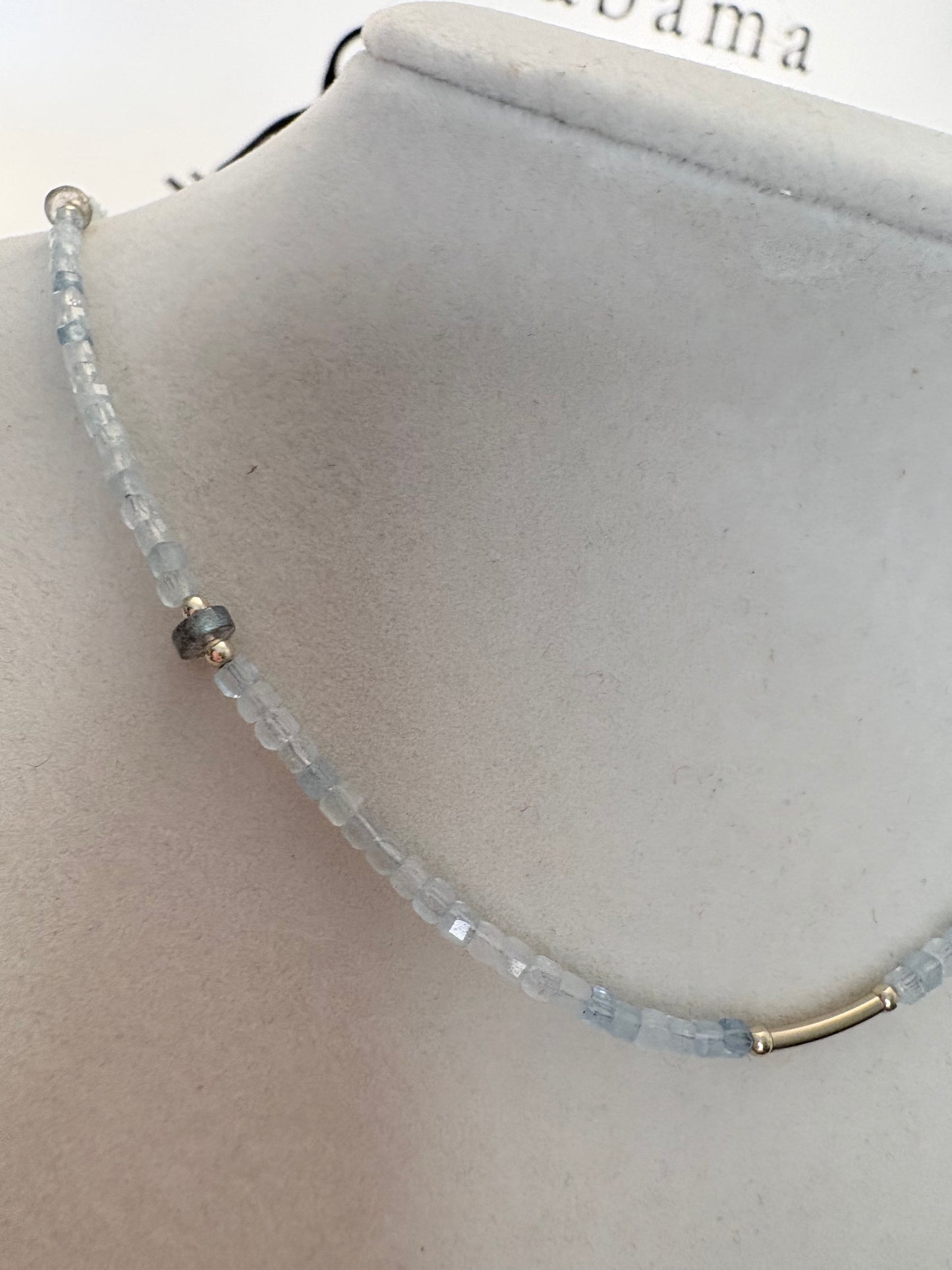 Aquamarine & Labradorite Station Necklace