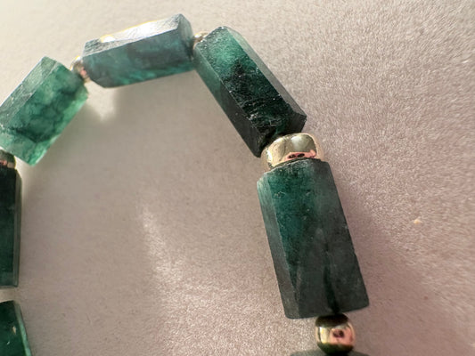 Raw Beryl Emerald Crystal Bracelet