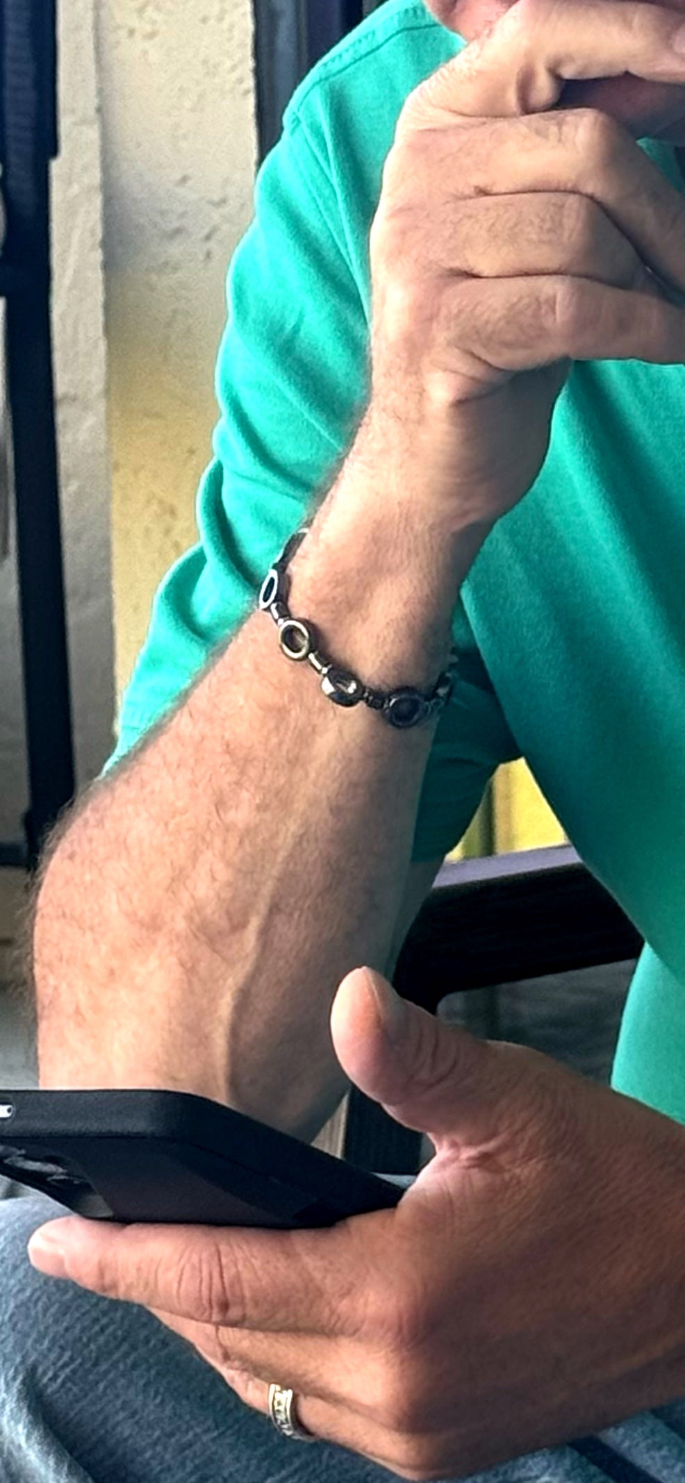 Iron Geometry|Mens Hematite Bracelet