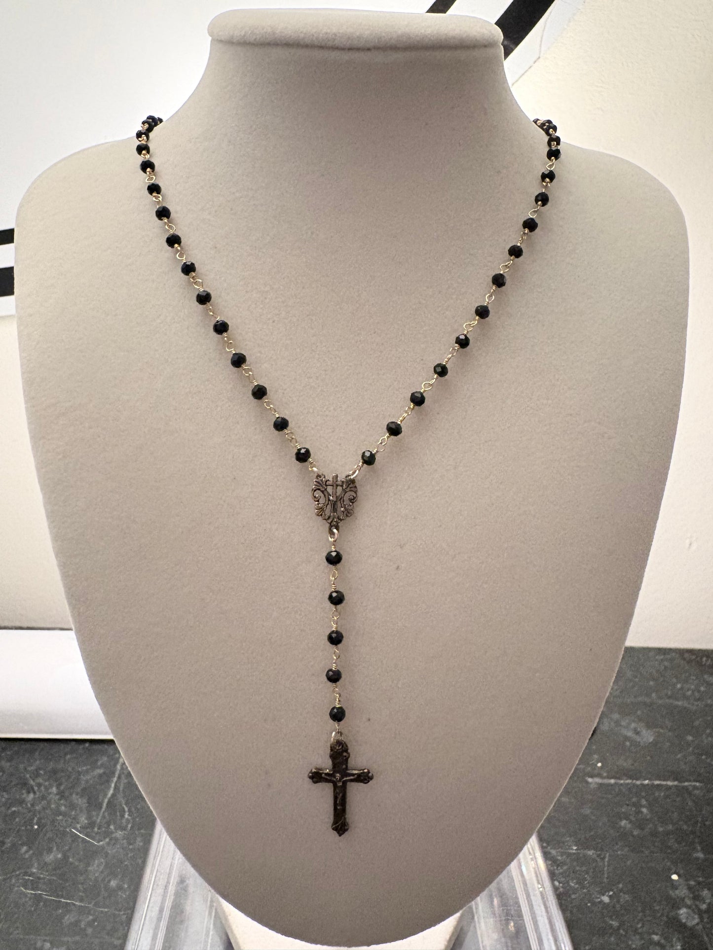 Black Spinel French Rosary