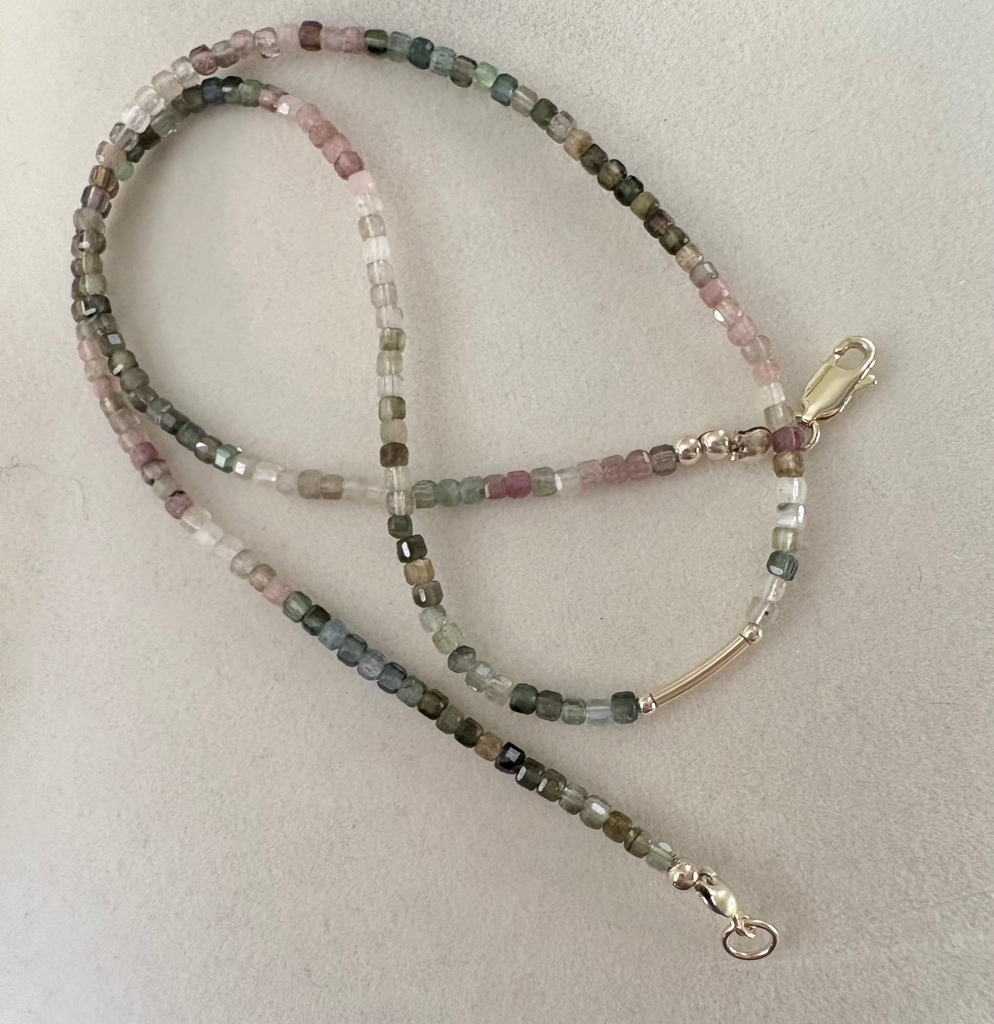 Watermelon Tourmaline Dainty Necklace