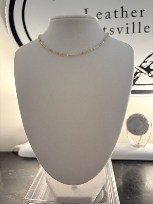 Citrine Dainty Cube Necklace