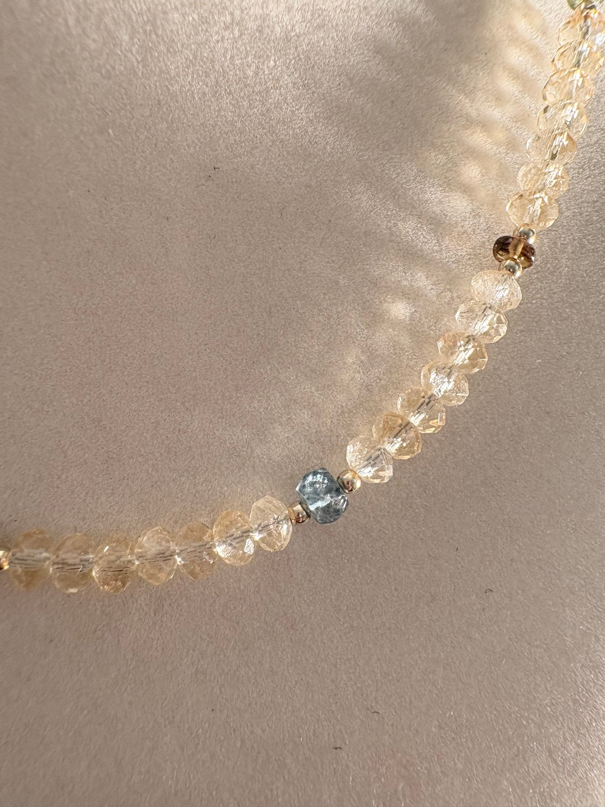 Citrine & Watermelon Tourmaline Station Necklace — 14K Gold Fill