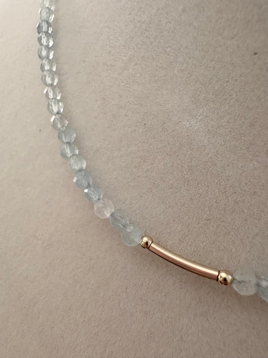 Dainty Aquamarine Necklace — 14K Gold Fill