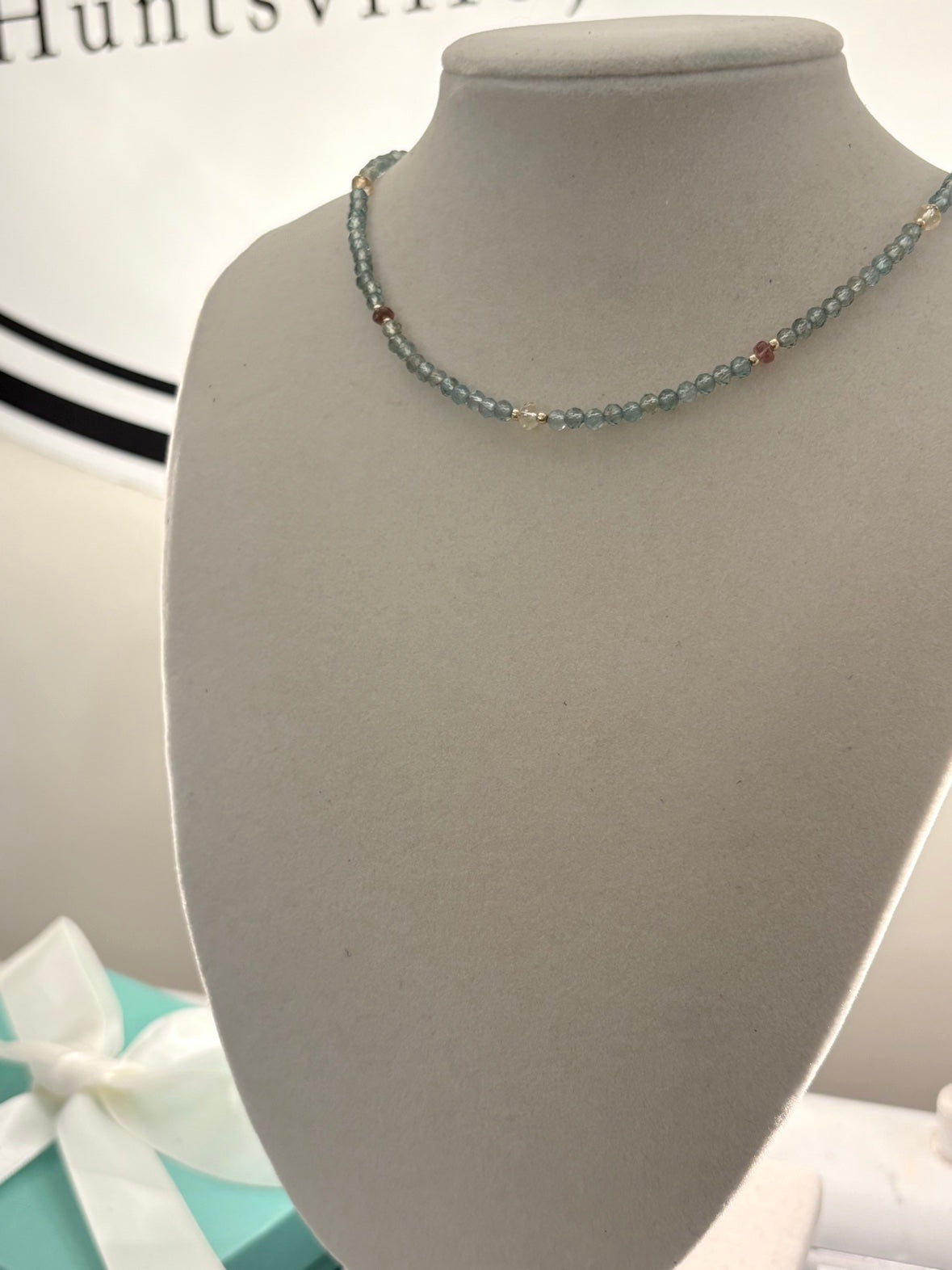 Green Lake Apatite, Citrine & Watermelon Tourmaline Station Necklace — 14K Gold Fill
