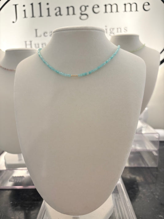 Amazonite Dainty Cube Necklace