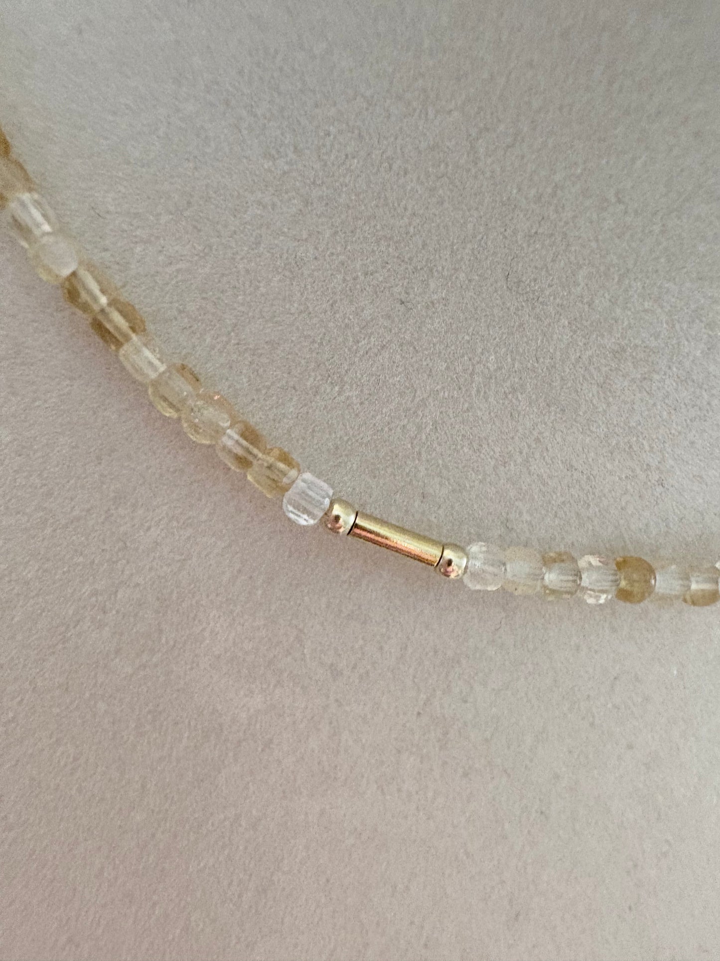 Citrine Dainty Cube Necklace