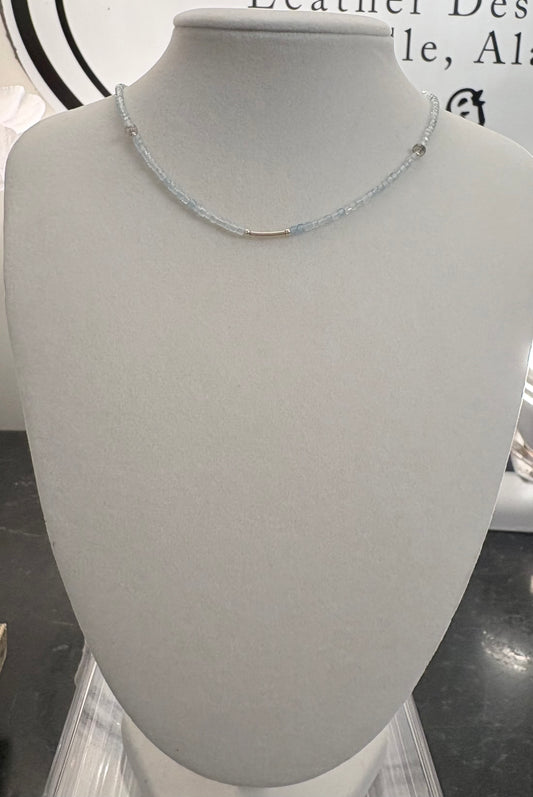 Aquamarine & Labradorite Station Necklace