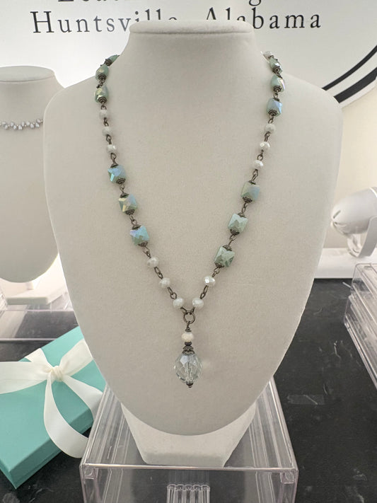Miami Moon - Vintage Glass Y Necklace