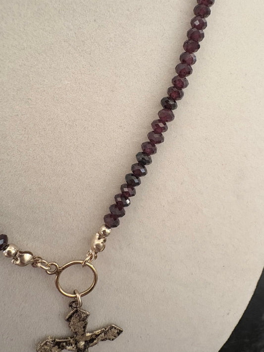 Red Garnet Revival Cross Necklace