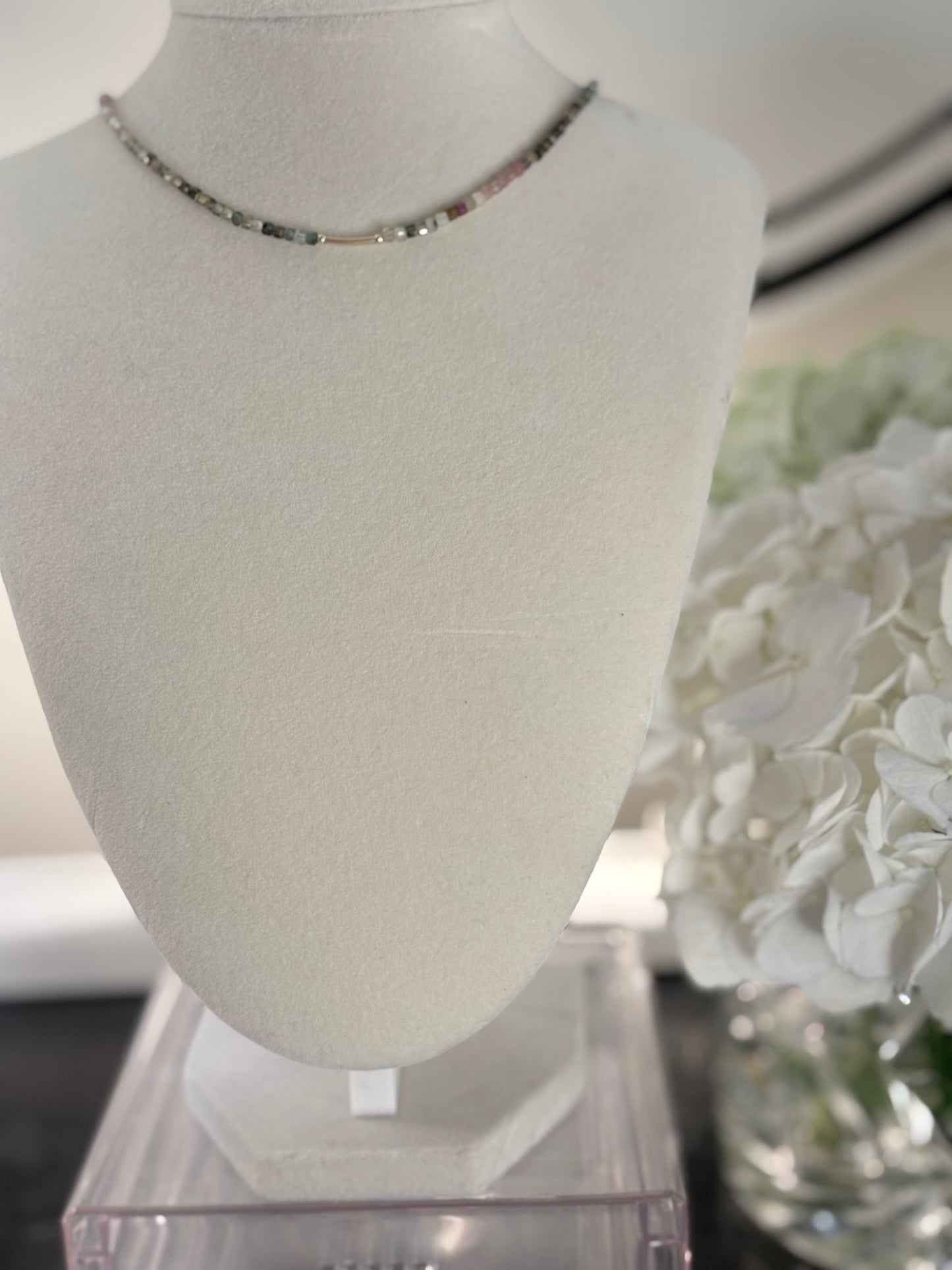 Watermelon Tourmaline Dainty Necklace