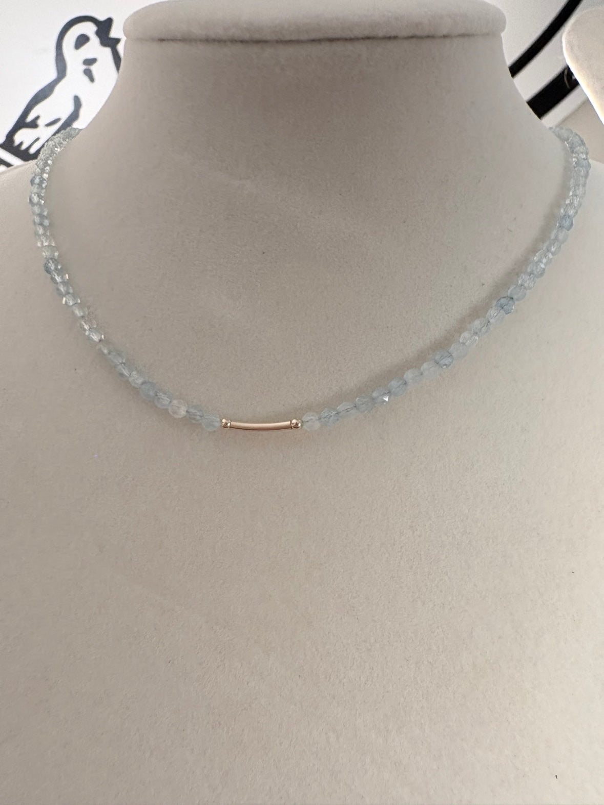 Dainty Aquamarine Necklace — 14K Gold Fill