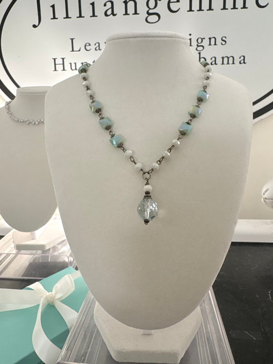 Miami Moon - Vintage Glass Y Necklace