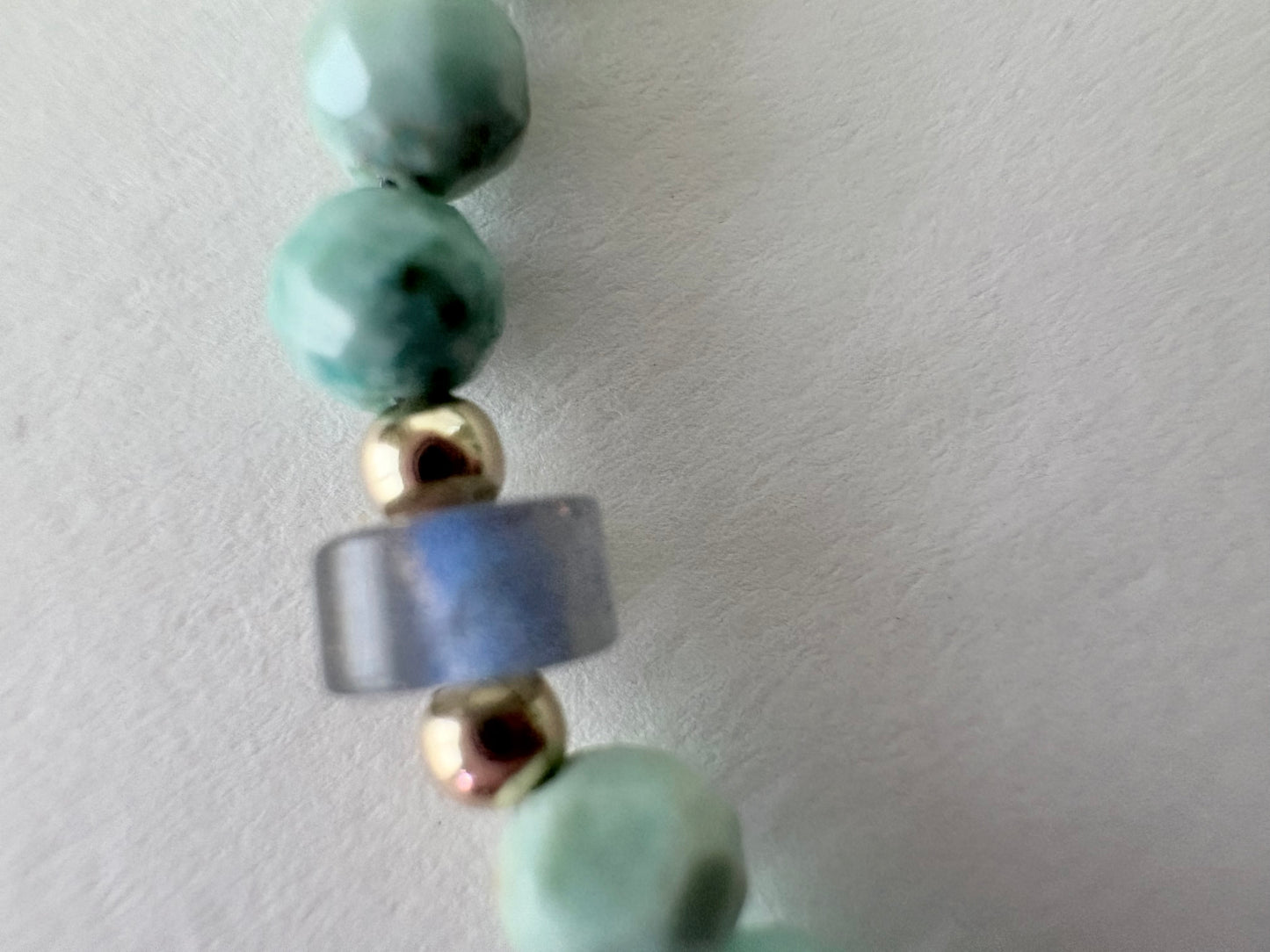 Dainty Turquoise & Labradorite Station Necklace