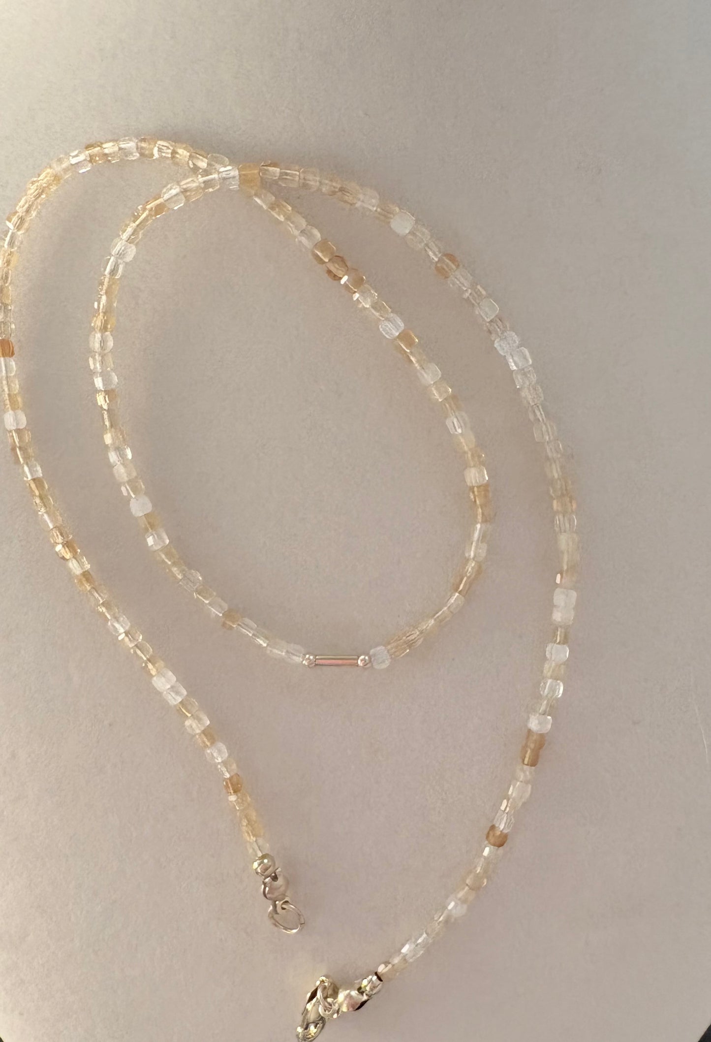 Citrine Dainty Cube Necklace