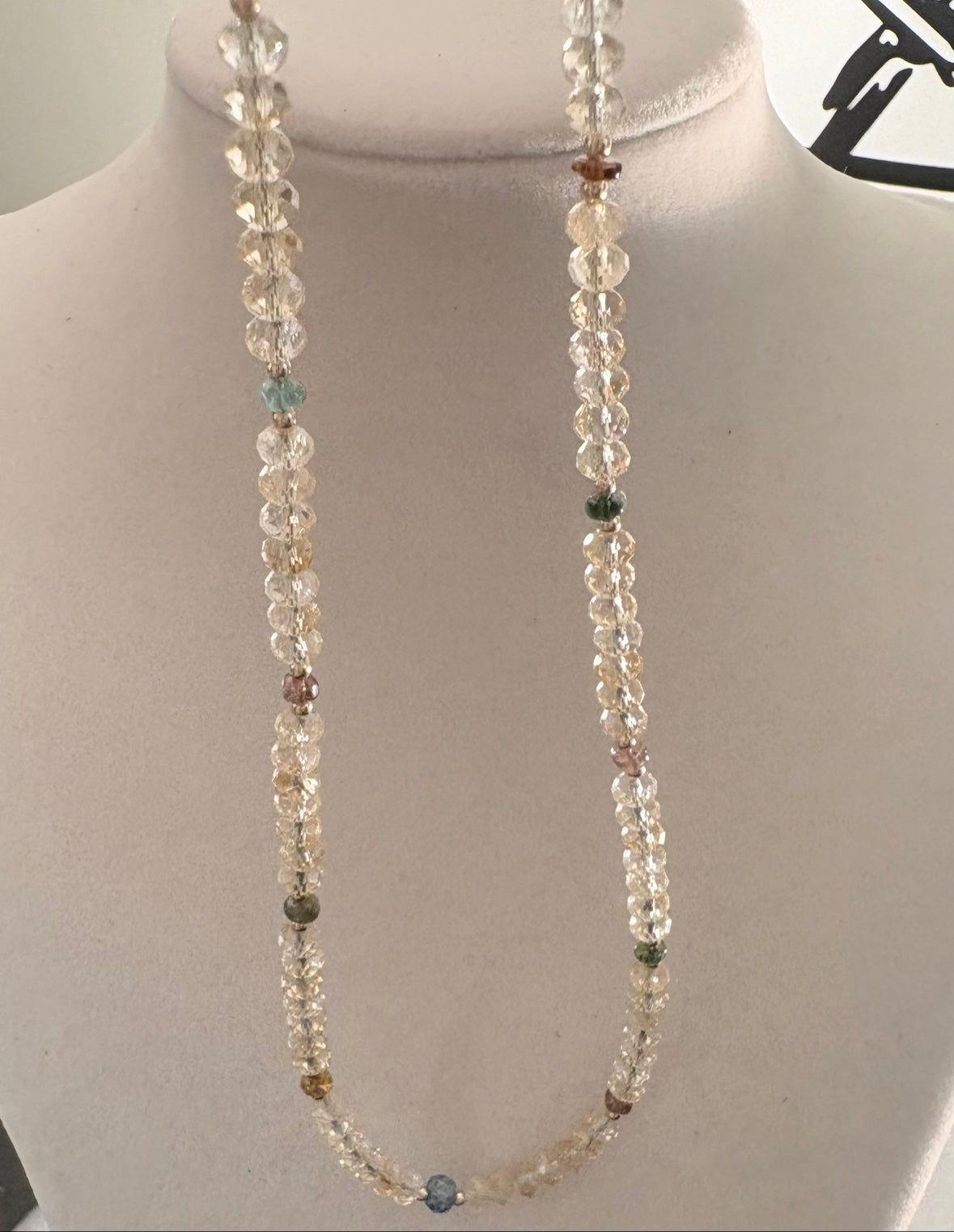 Citrine & Watermelon Tourmaline Station Necklace — 14K Gold Fill