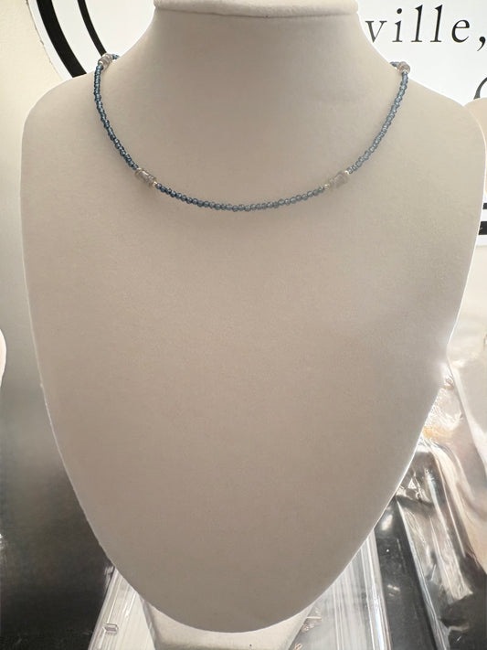 Dainty Blue Topaz | Labradorite Necklace