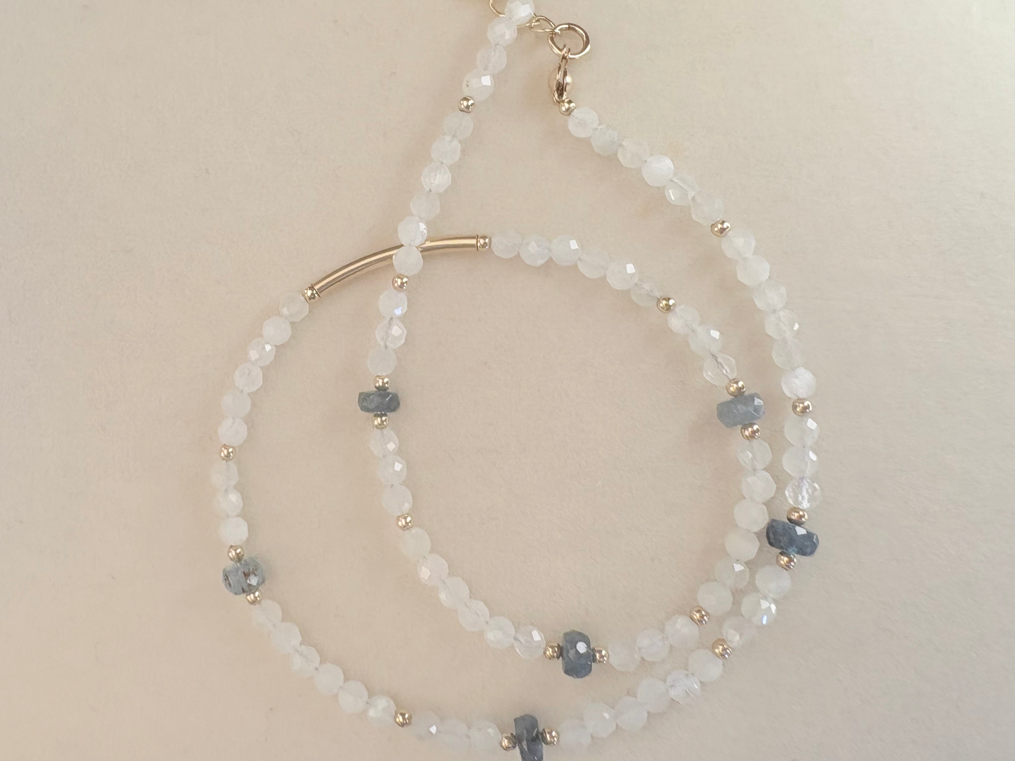 Natural Moonstone & Aquamarine Necklace