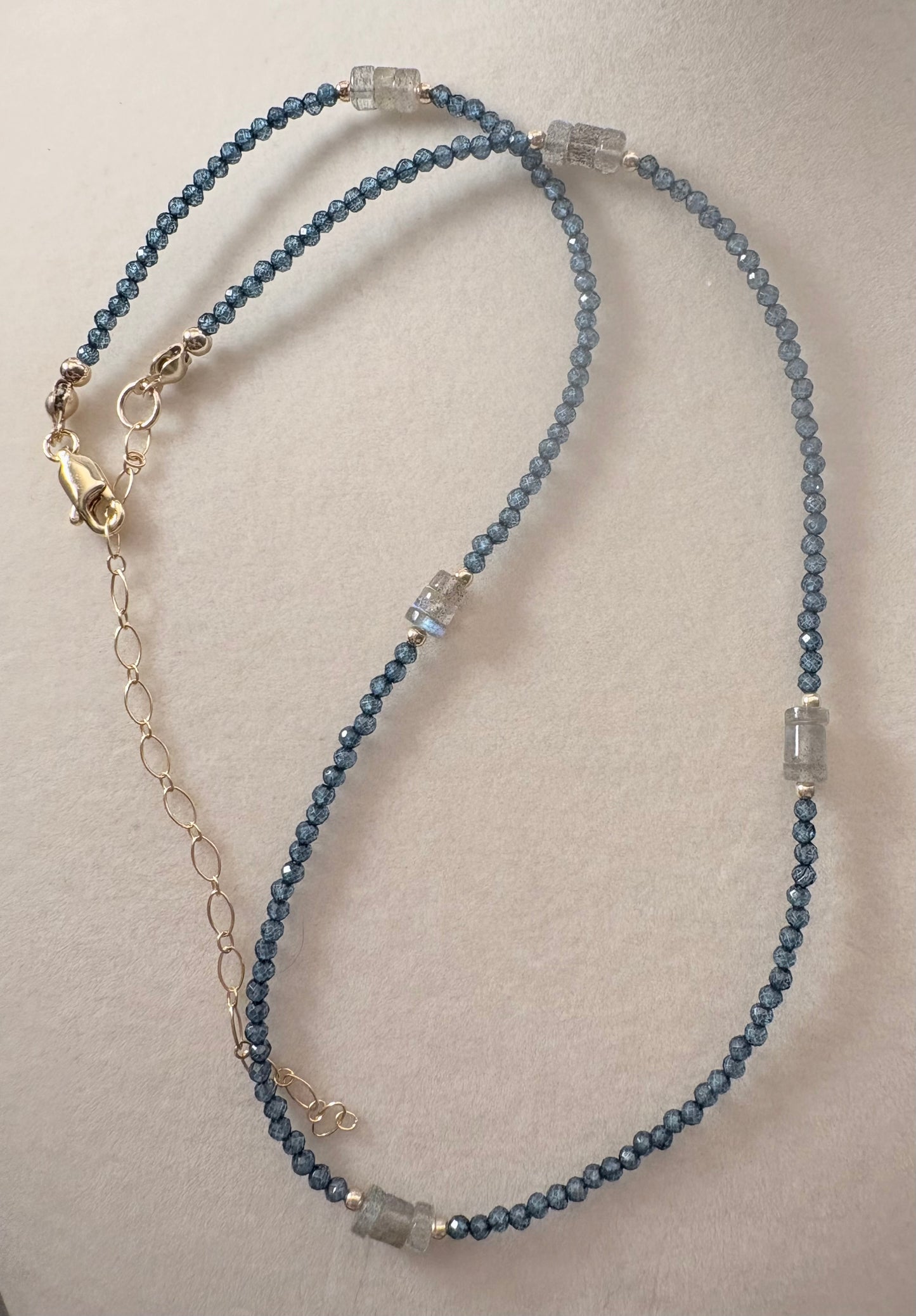 Dainty Blue Topaz | Labradorite Necklace