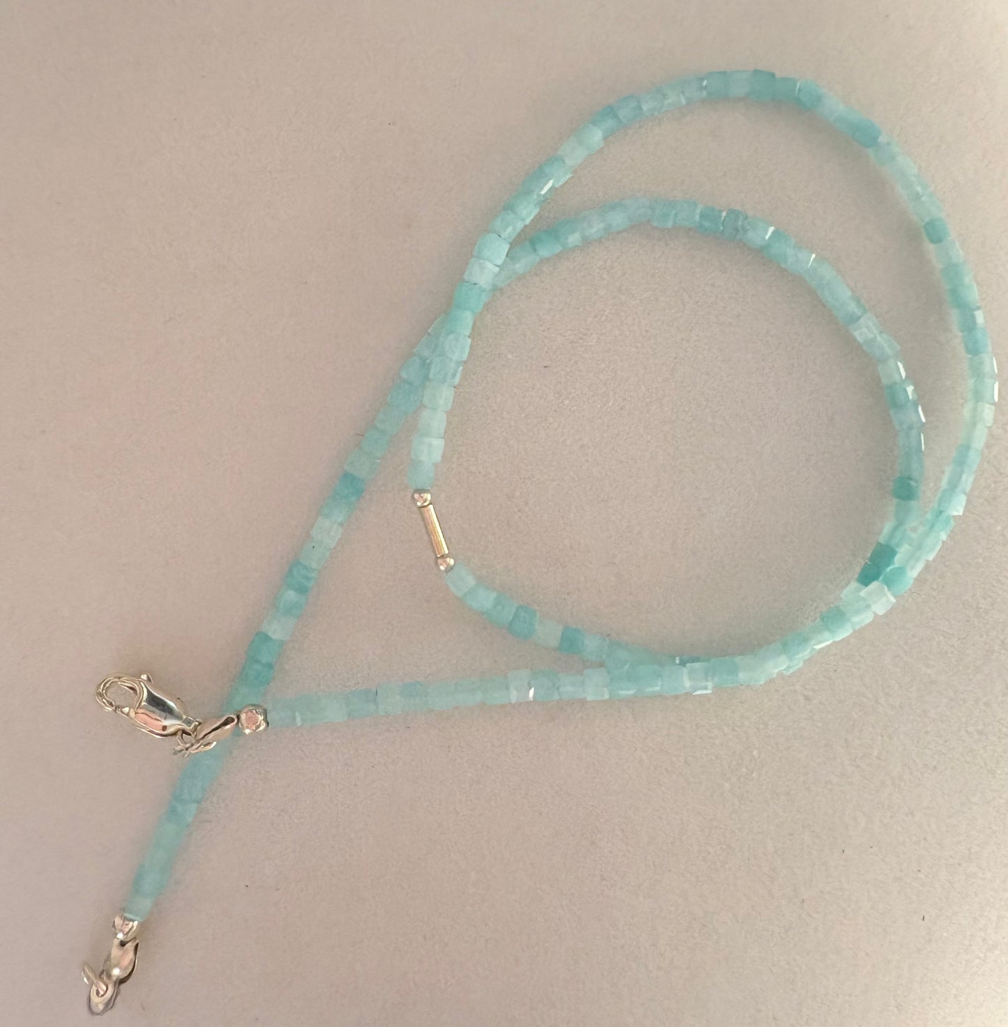 Amazonite Dainty Cube Necklace