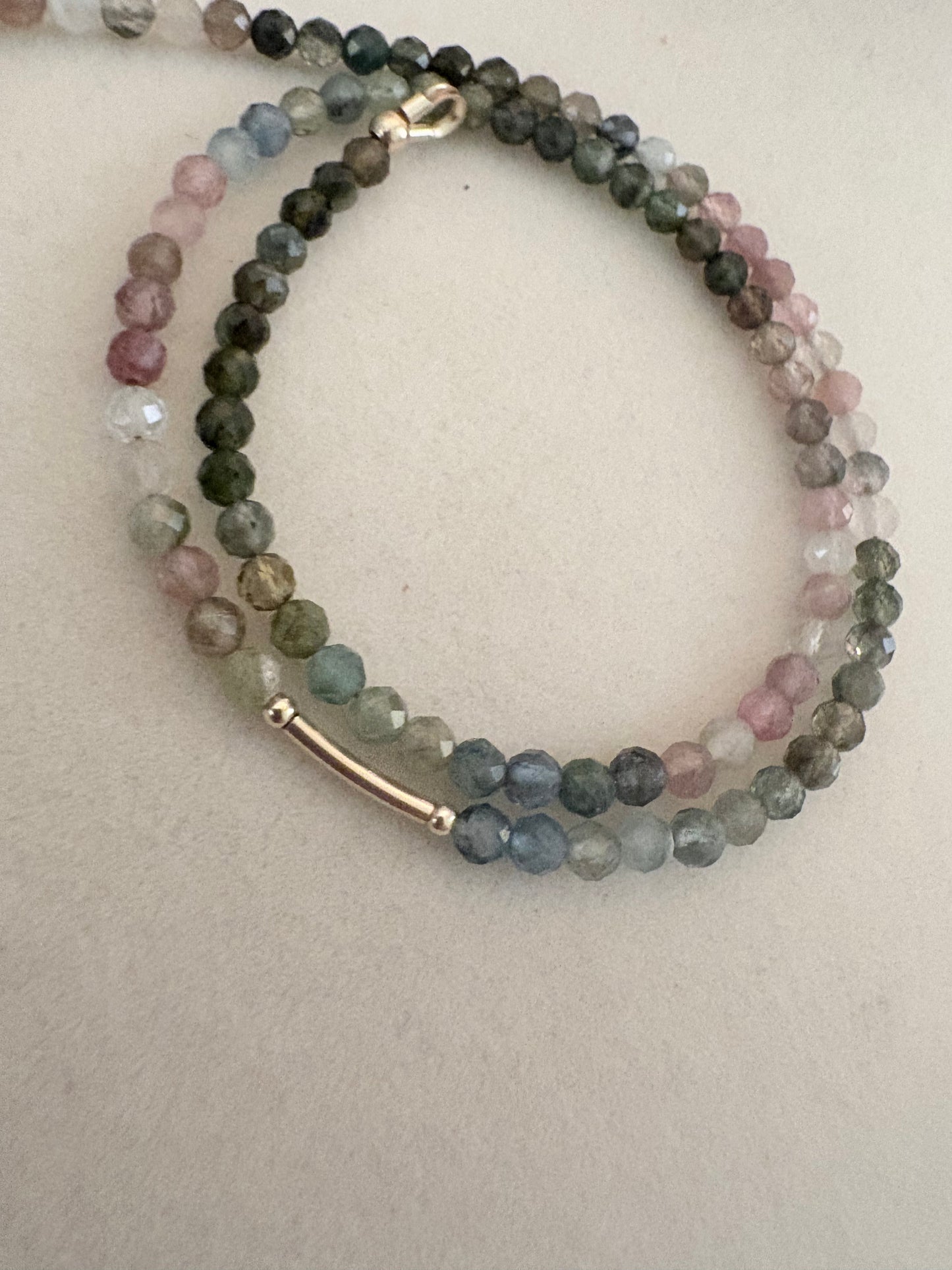 Faceted Round Watermelon Tourmaline Necklace