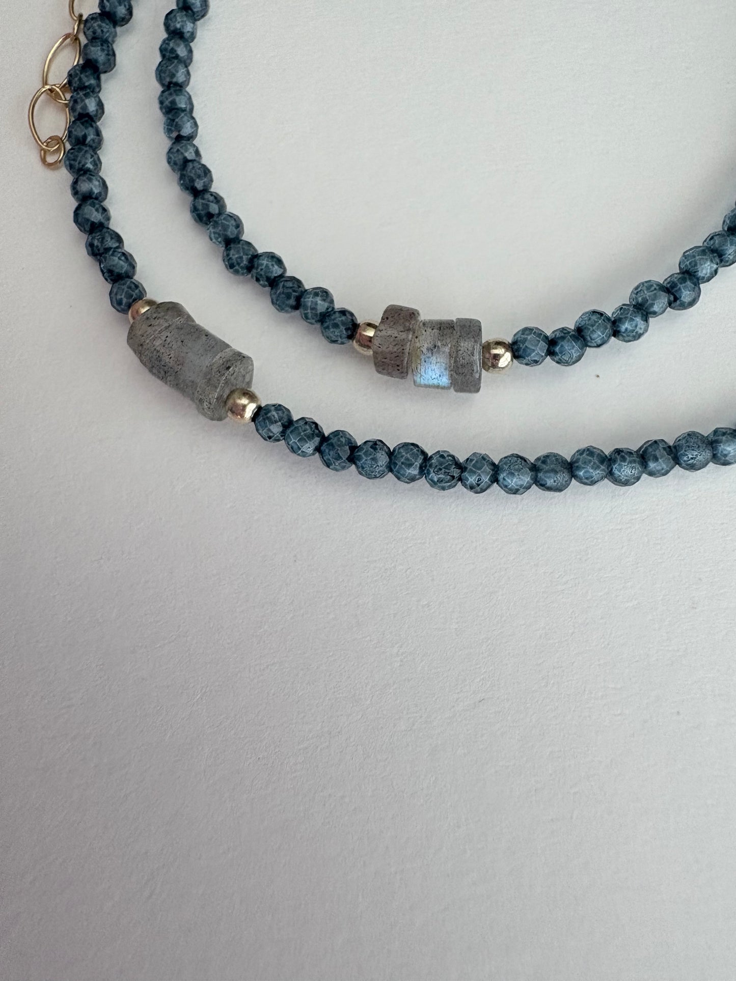 Dainty Blue Topaz | Labradorite Necklace