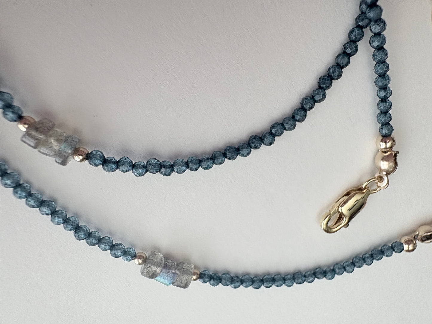 Dainty Blue Topaz | Labradorite Necklace
