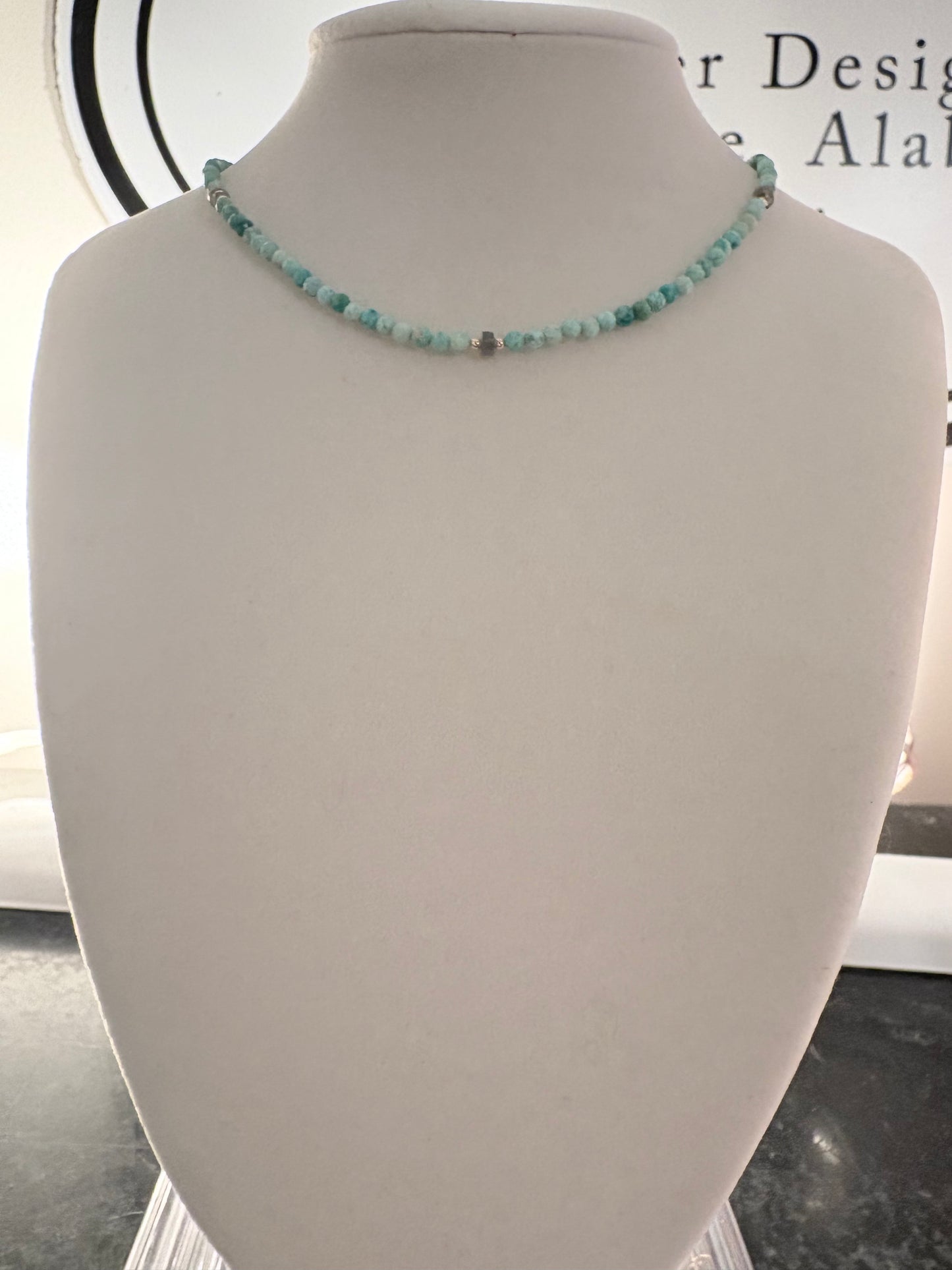 Dainty Turquoise & Labradorite Station Necklace