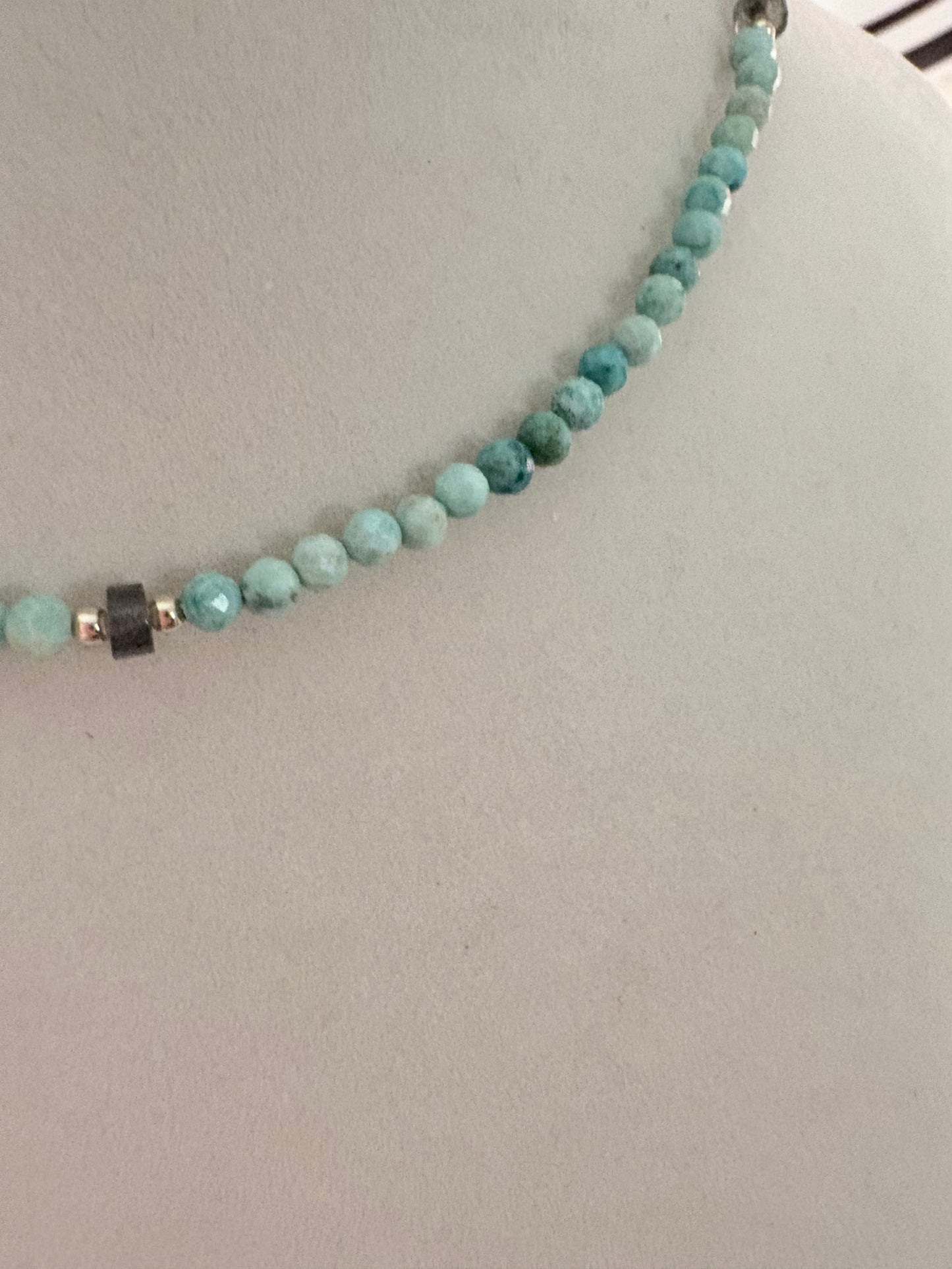 Dainty Turquoise & Labradorite Station Necklace
