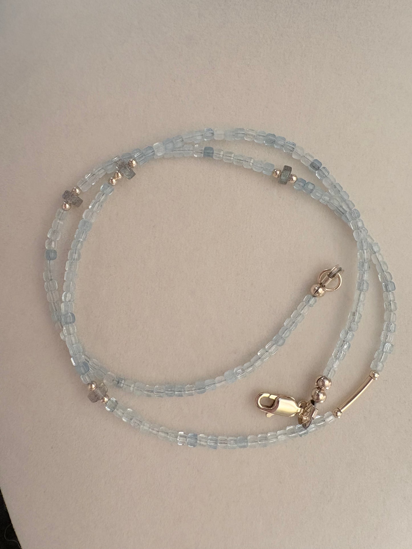 Aquamarine & Labradorite Station Necklace