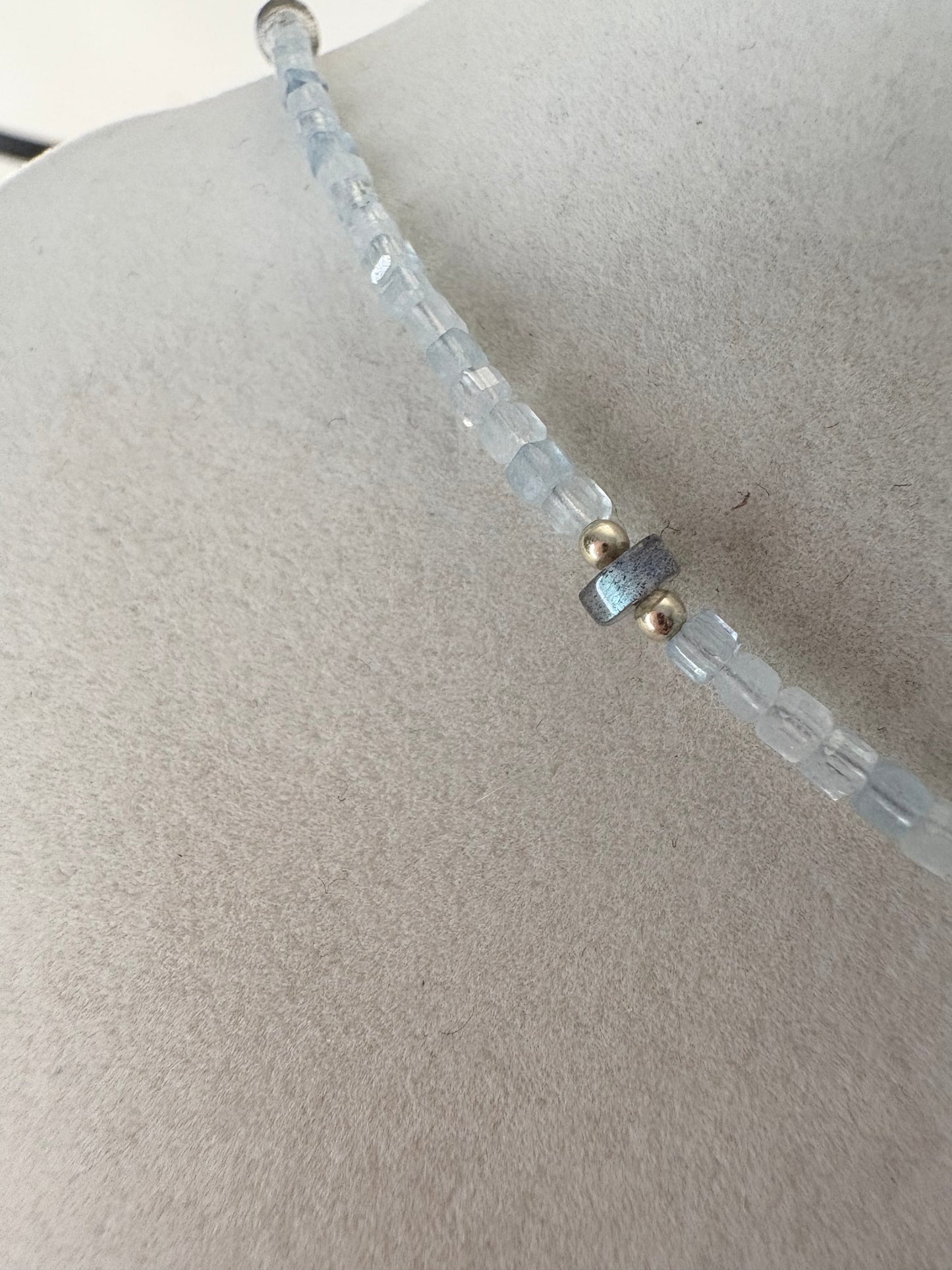 Aquamarine & Labradorite Station Necklace