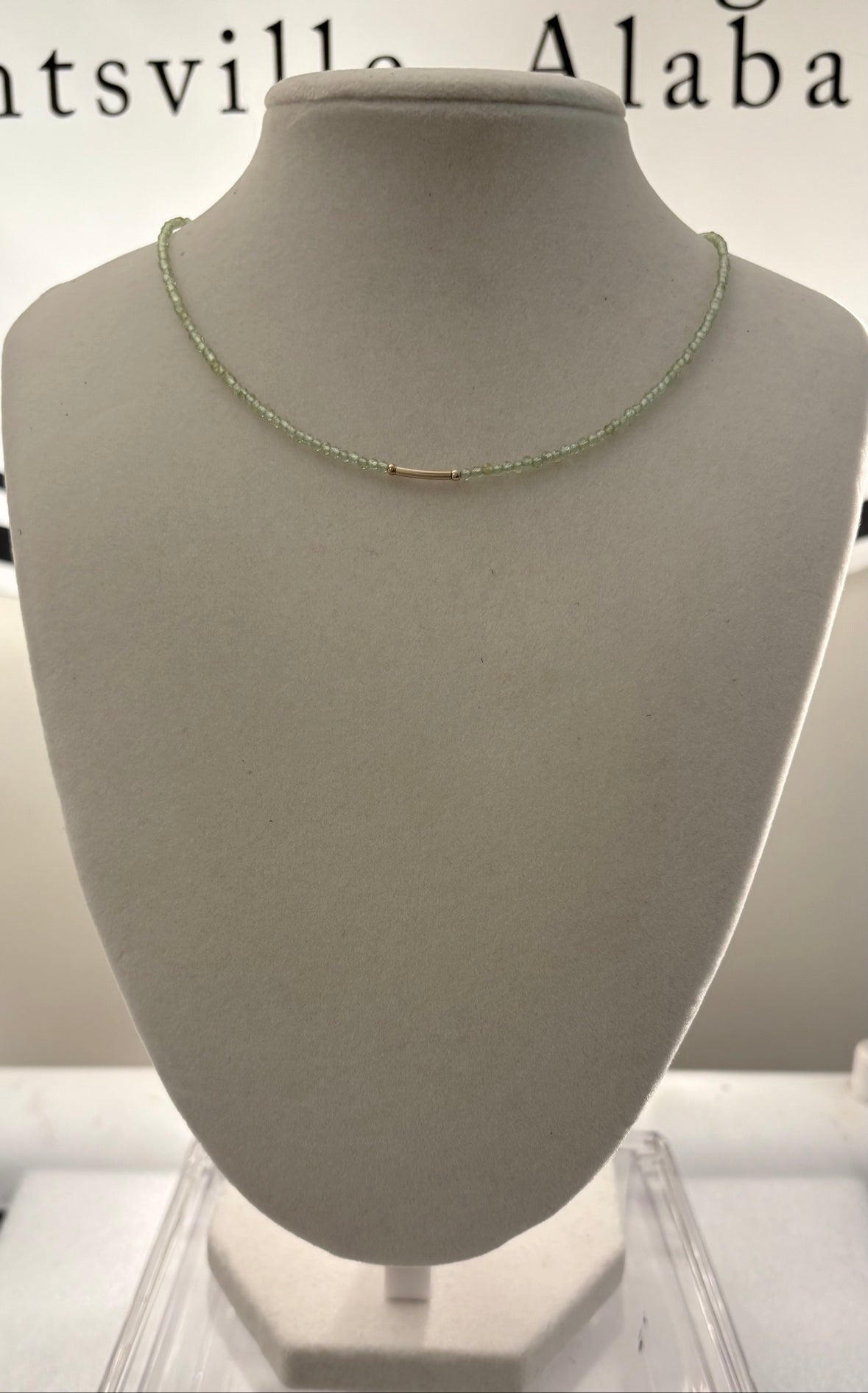 Dainty Peridot Round Necklace — 14K Gold Fill