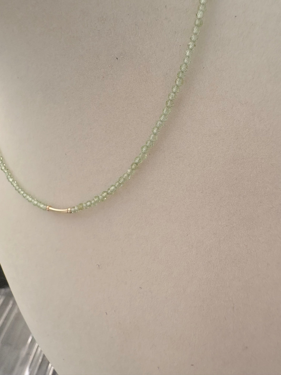 Dainty Peridot Round Necklace — 14K Gold Fill