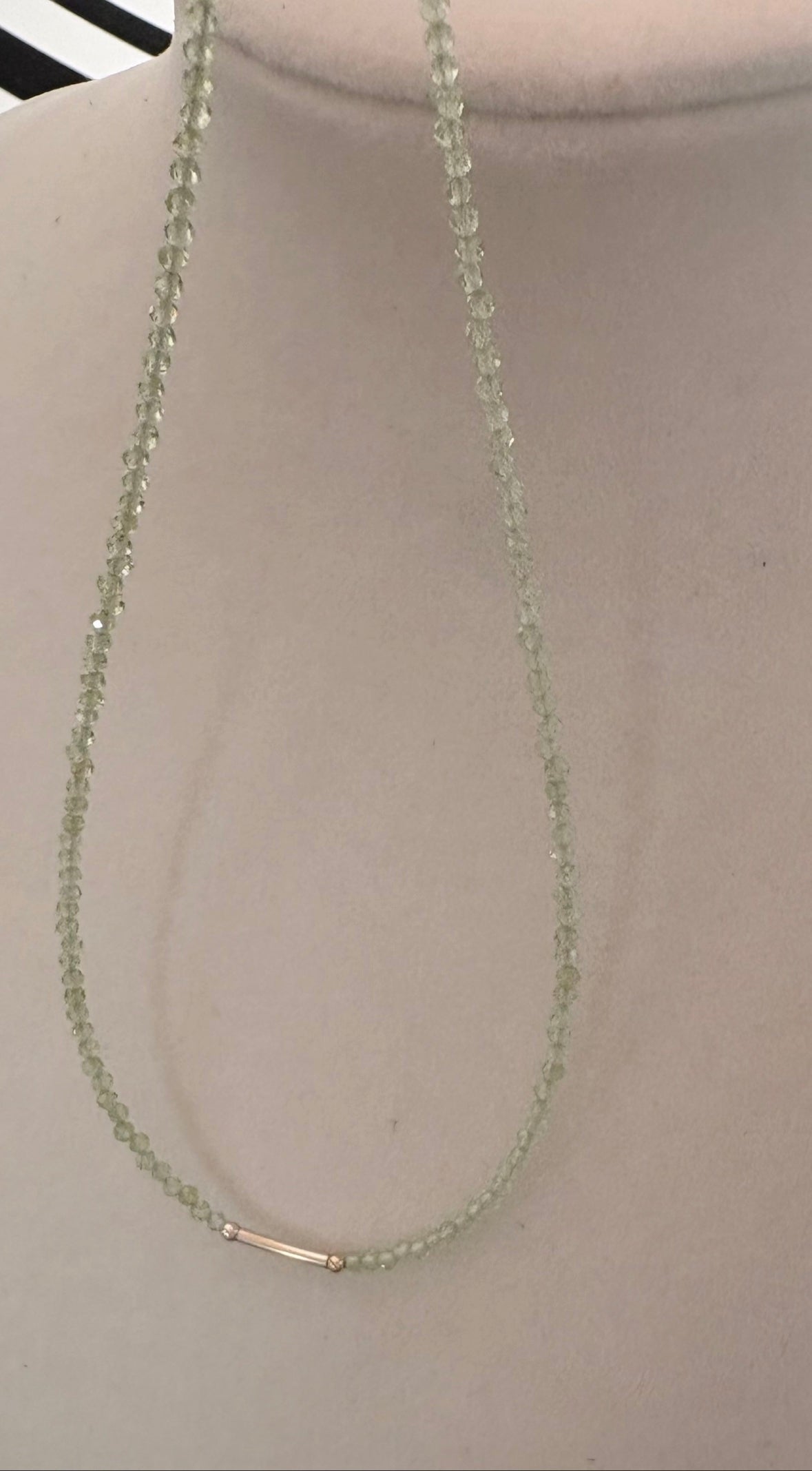 Dainty Peridot Round Necklace — 14K Gold Fill
