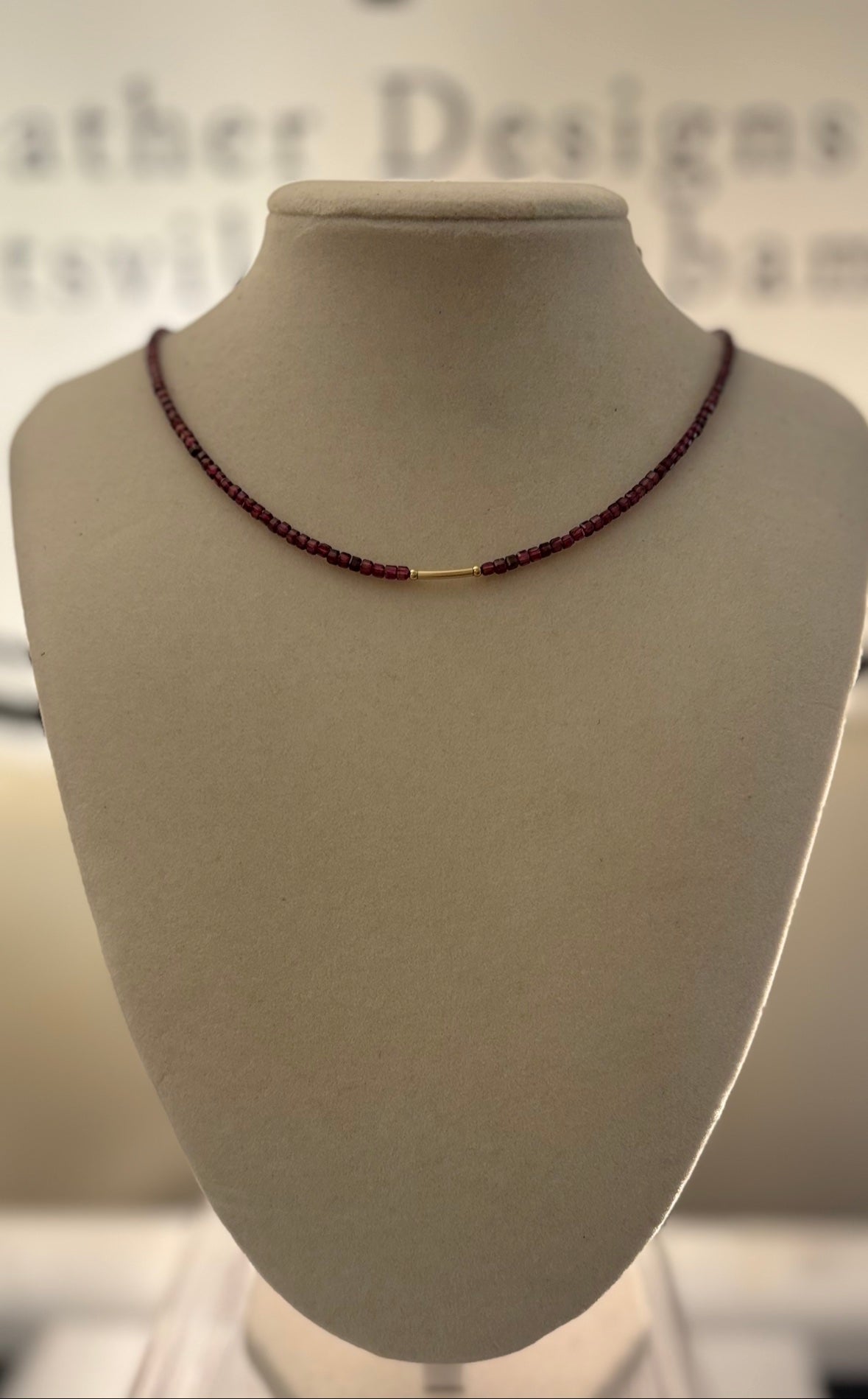 Dainty Rhodolite Garnet Cube Necklace — 14K Gold Fill